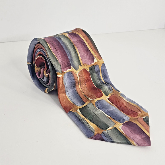 J. GARCIA Wired Crossroads Collection 35 Men's 100% Silk Abstract Neck Tie - Picture 1 of 5